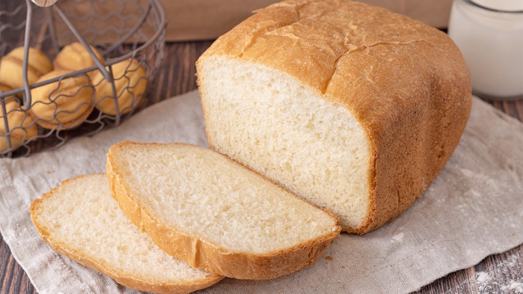 A piece of white bread as part of a guide on the use of whipped cottage cheese