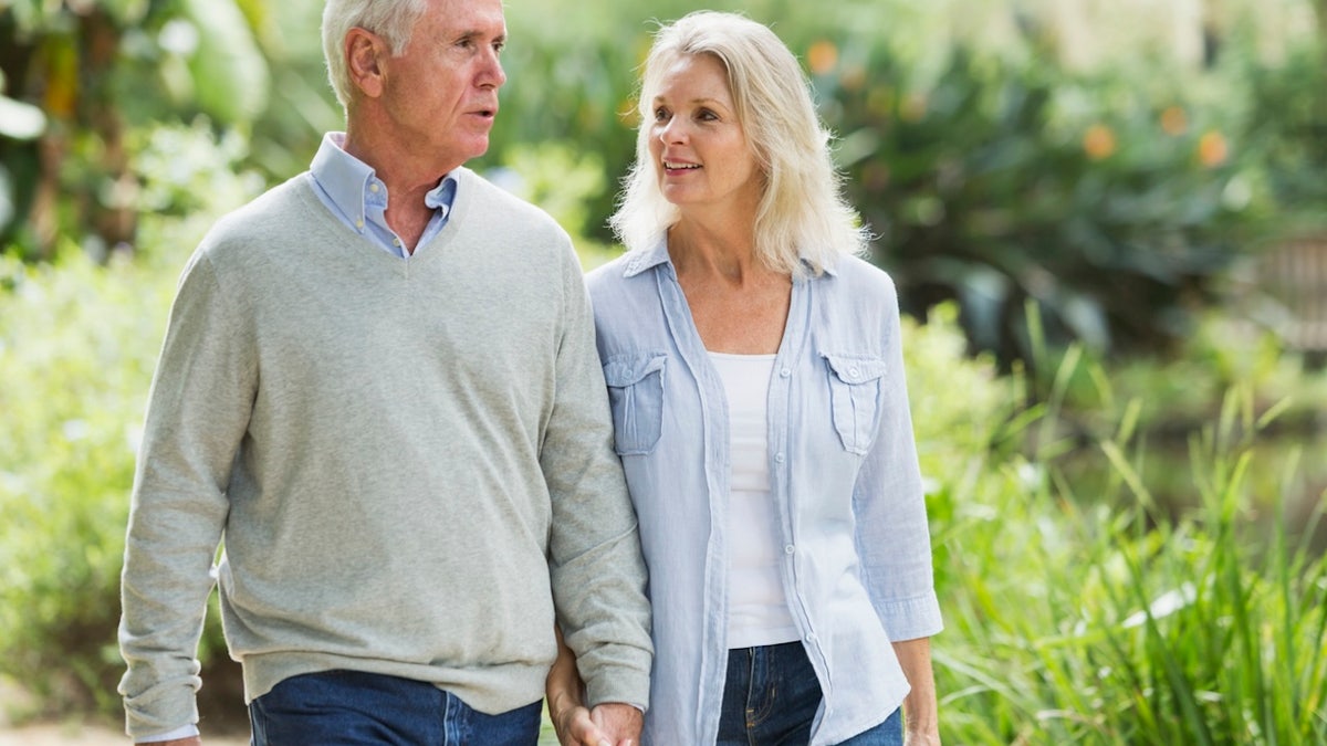 Senior couple walking